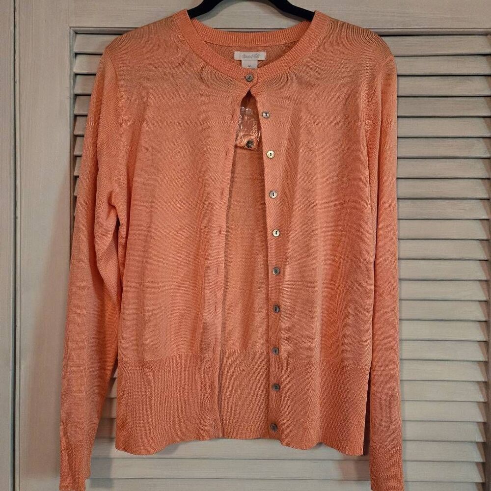 NWT Marshall Fields Peach Silk Cardigan M